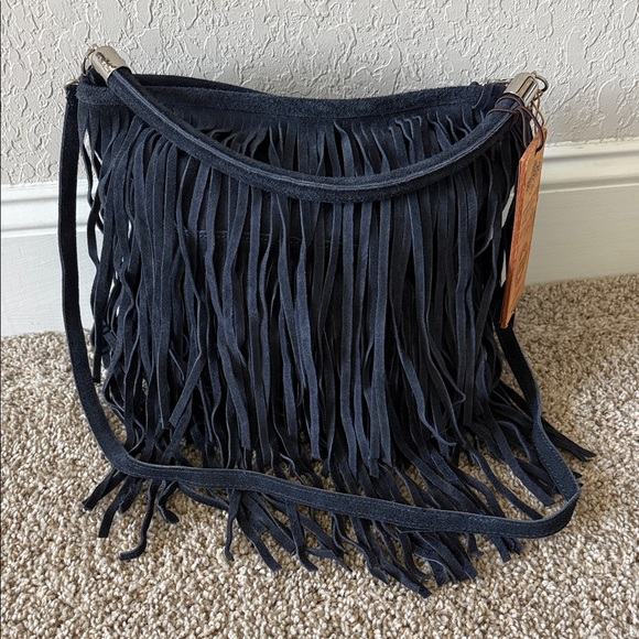 bayside84 Handbags - New Bayside84 Premium Italian Suede Fringe Crossbody Bag